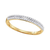 10kt Yellow Gold Womens Round Diamond Slender Double Row Band 1/6 Cttw