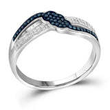 10kt White Gold Womens Round Blue Color Enhanced Diamond Fashion Ring 1/5 Cttw