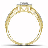 10kt Yellow Gold Womens Round Diamond Octagon Cluster Ring 1/10 Cttw