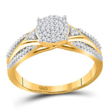 10kt Yellow Gold Round Diamond Cluster Bridal Wedding Engagement Ring 1/6 Cttw