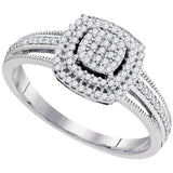 10kt White Gold Womens Round Diamond Square Cluster Bridal Wedding Engagement Ring 1/4 Cttw