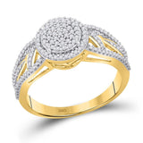 10kt Yellow Gold Womens Round Diamond Circle Cluster Ring 3/8 Cttw