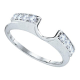 14kt White Gold Womens Round Diamond Ring Guard Wrap Solitaire Enhancer 1/4 Cttw