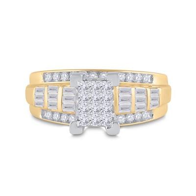 14kt Yellow Gold Womens Princess Diamond Cindys Dream Cluster Bridal Wedding Engagement Ring 7/8 Cttw